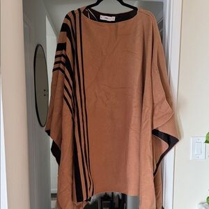 Zara Knit Tan and Black Poncho Sweater